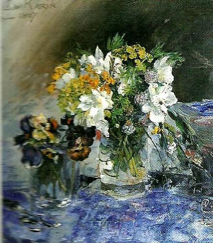 Carl Larsson buketter i 2 glas blommor oil painting image